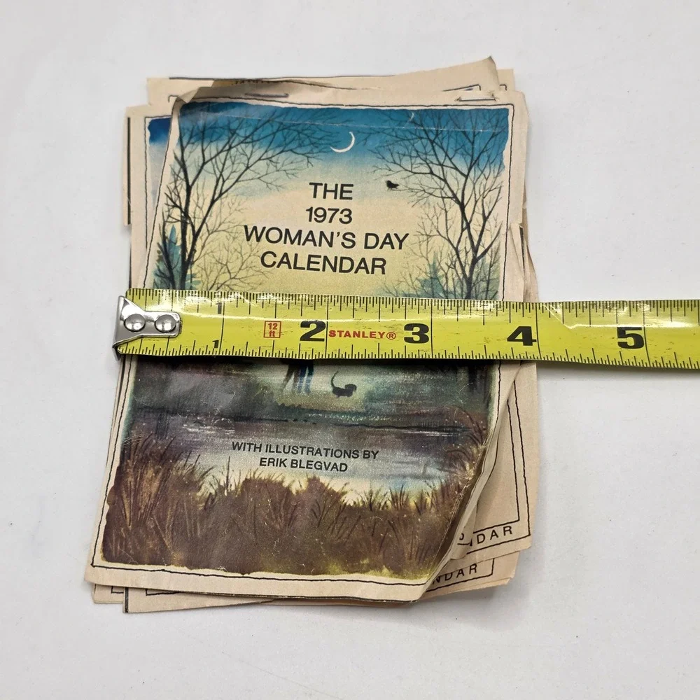 Vintage 1973 Woman's Day Calendar Erik Blegvad‎ Illustrations Bible Verses Retro